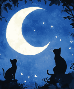 Cats Under Moonlight Diamond Painting