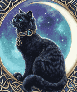 Celtic Black Cat Moon Diamond Painting