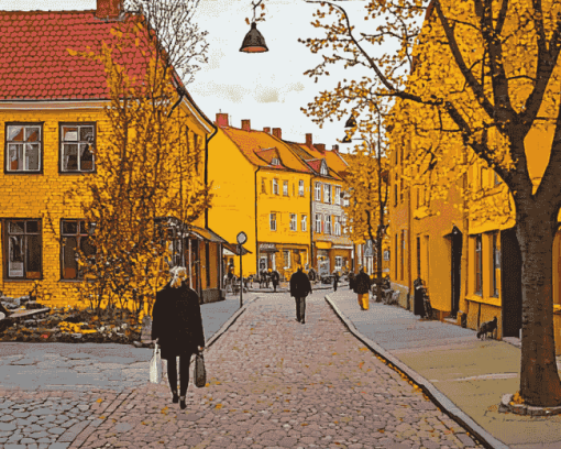 Central Lund Street View Diamond Painting