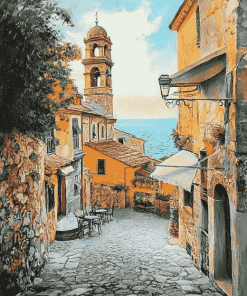 Cervo Liguria Coastline Diamond Painting