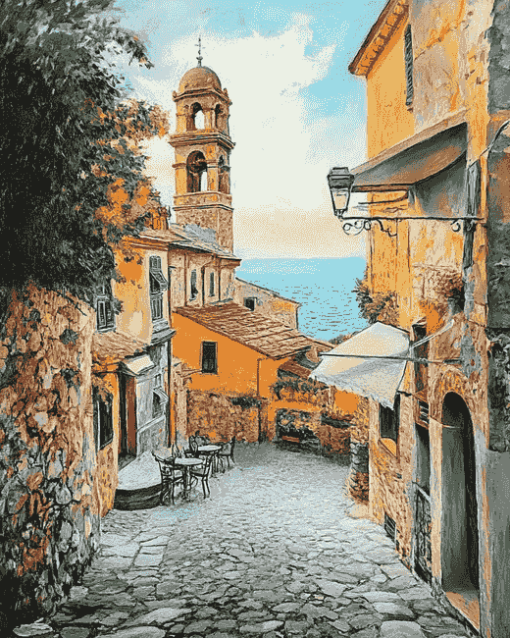 Cervo Liguria Coastline Diamond Painting