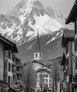 Chamonix Monochrome Towns Diamond Painting