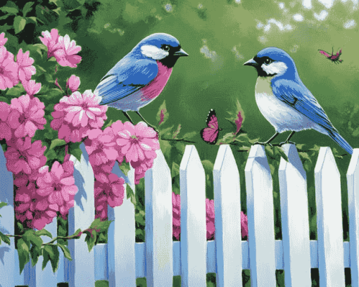 Charming Blue Bird Fowls Diamond Painting