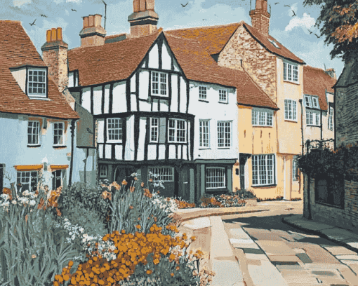 Charming Canterbury Buildings Diamond Painting