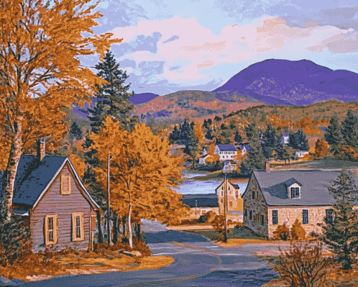 Charming Lake Placid Buildings Diamond Painting