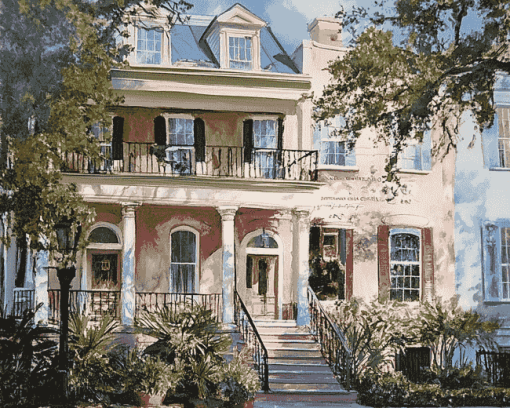 Charming Savannah Houses Diamond Painting