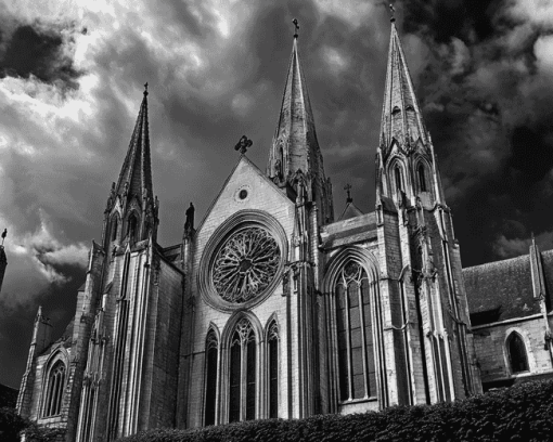 Chartres Cathedral Black And White Diamond Painting