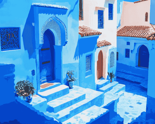 Chefchaouen Blue Homes Diamond Painting