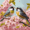 Cherry Blossom with Birds Diamond Painting