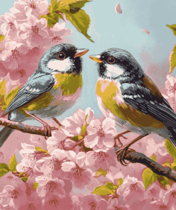 Cherry Blossom with Birds Diamond Painting