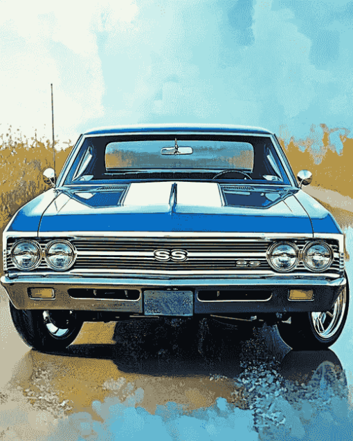 Chevrolet 67 Chevelle Blue Car Diamond Painting