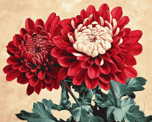 Chinese Chrysanthemums Blossoms Diamond Painting