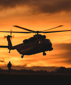 Chinook Aircraft Sunset Diamond Painting