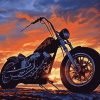 Chopper Bike Sunset Diamond Painting