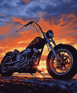 Chopper Bike Sunset Diamond Painting