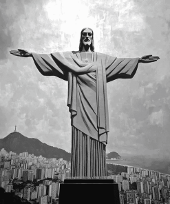 Christ The Redeemer Monochrome Diamond Painting