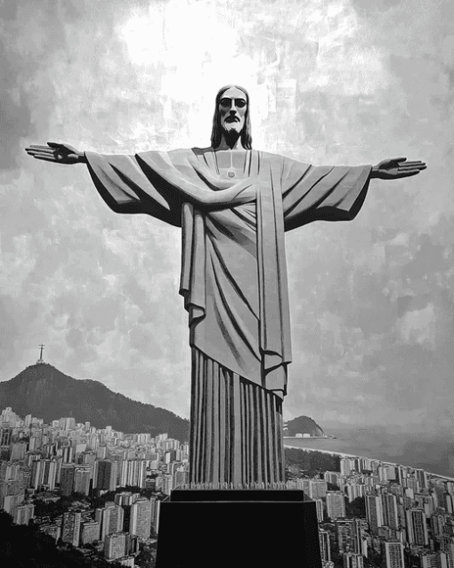 Christ The Redeemer Monochrome Diamond Painting