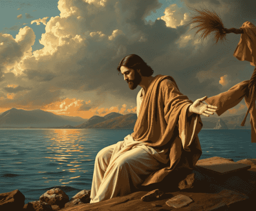 Christ at Lake Tiberias Vintage Diamond Painting