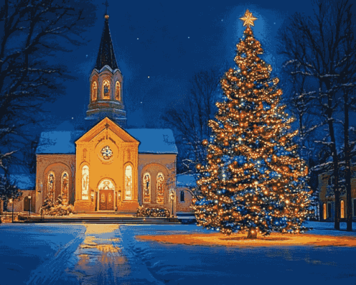 Christmas Church Cathedral Diamond Painting