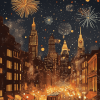 Christmas City Fireworks Diamond Painting