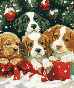 Christmas Kittens and Puppies Diamond Painting