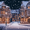 Christmas Night with Snowy Homes Diamond Painting