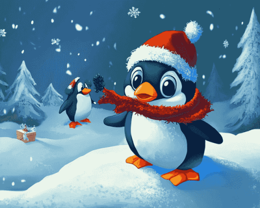 Christmas Penguin Animation Diamond Painting