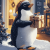 Christmas Penguin Birds Diamond Painting