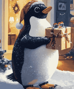 Christmas Penguin Birds Diamond Painting