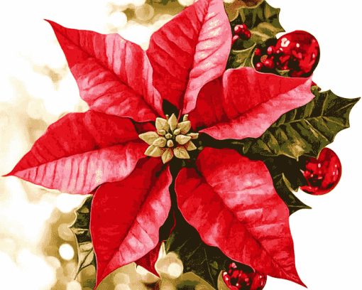 Christmas Poinsettia Blossoms Diamond Painting