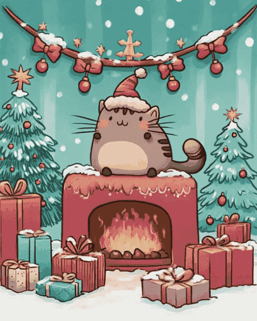 Christmas Pusheen Animation Diamond Painting