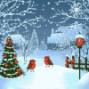 Christmas Robin Winter Scene Diamond Painting