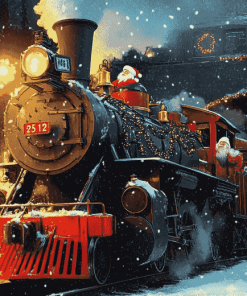 Christmas Santa Train Diamond Painting