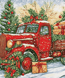 Christmas Vintage Truck Diamond Painting