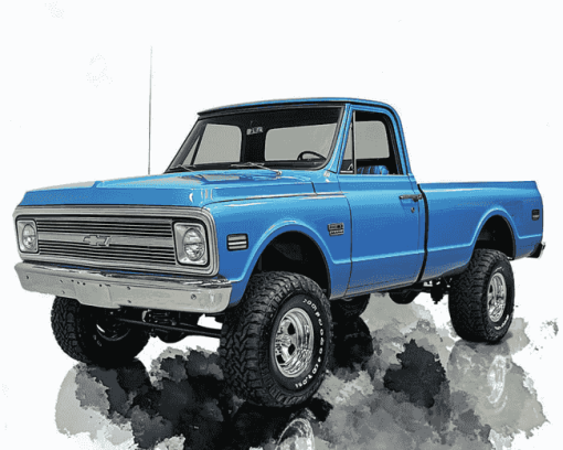 Classic Blue 1968 Chevrolet Truck Diamond Painting