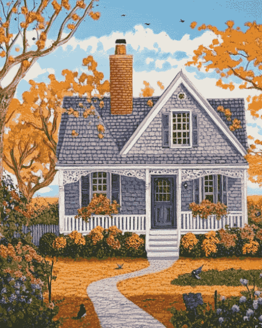 Classic Cape Cod House Diamond Painting