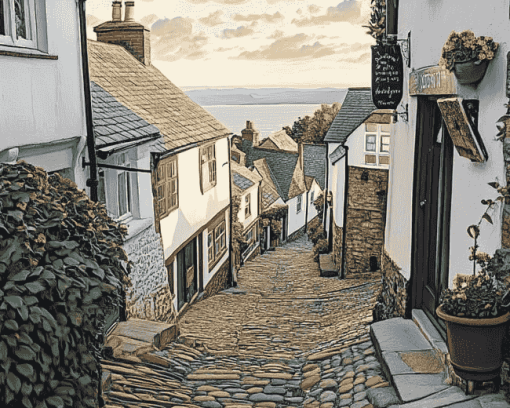 Clovelly Streets and Buildings Diamond Painting