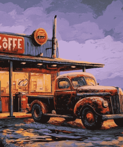 Coffee and Gas Station Trucks Diamond Painting