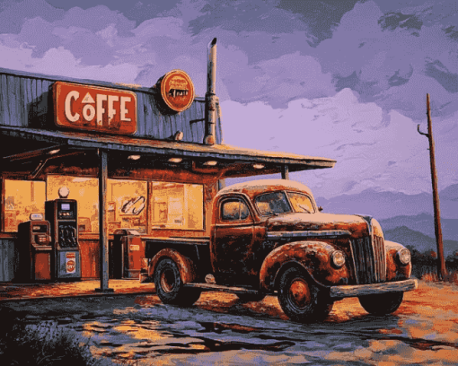 Coffee and Gas Station Trucks Diamond Painting