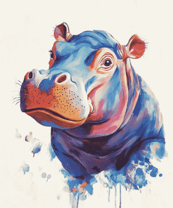 Colorful Baby Hippo Diamond Painting