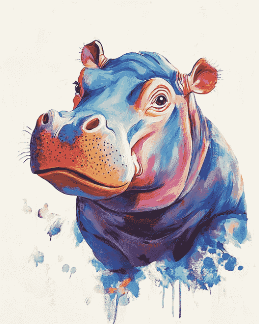 Colorful Baby Hippo Diamond Painting