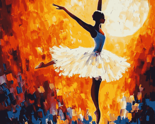 Colorful Ballerina Under Moonlight Diamond Painting