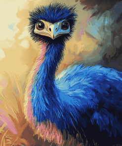 Colorful Blue Emu Diamond Painting