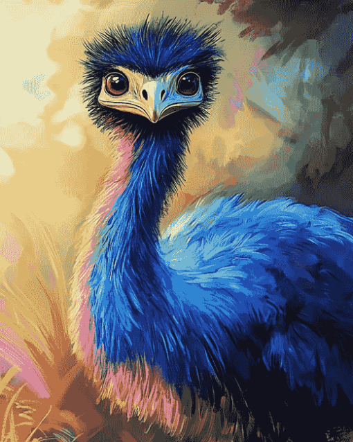 Colorful Blue Emu Diamond Painting