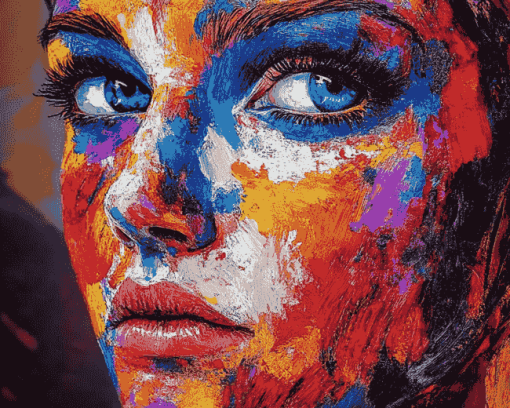 Colorful Blue Eyes Woman Diamond Painting