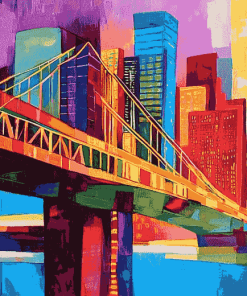 Colorful Brooklyn Bridge Cityscape Diamond Painting