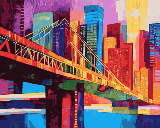 Colorful Brooklyn Bridge Cityscape Diamond Painting