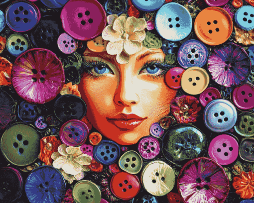 Colorful Button Patterns Diamond Painting