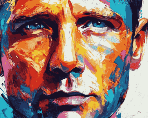 Colorful Daniel Craig Celebrity Diamond Painting