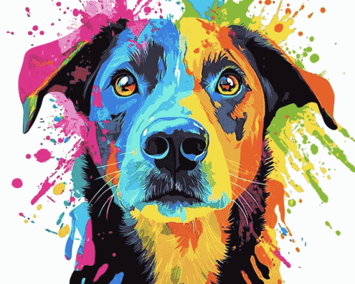 Colorful Dog Splatter Diamond Painting